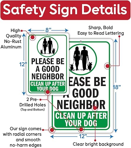 Miniatura 3 de Metal Sign-Please Be a Good Neighbor - For Yard Pick up Poop Signs Clean After Your Dog Sign - Use IndoorOutdoor - Compliance Front Yard, Back Yard,