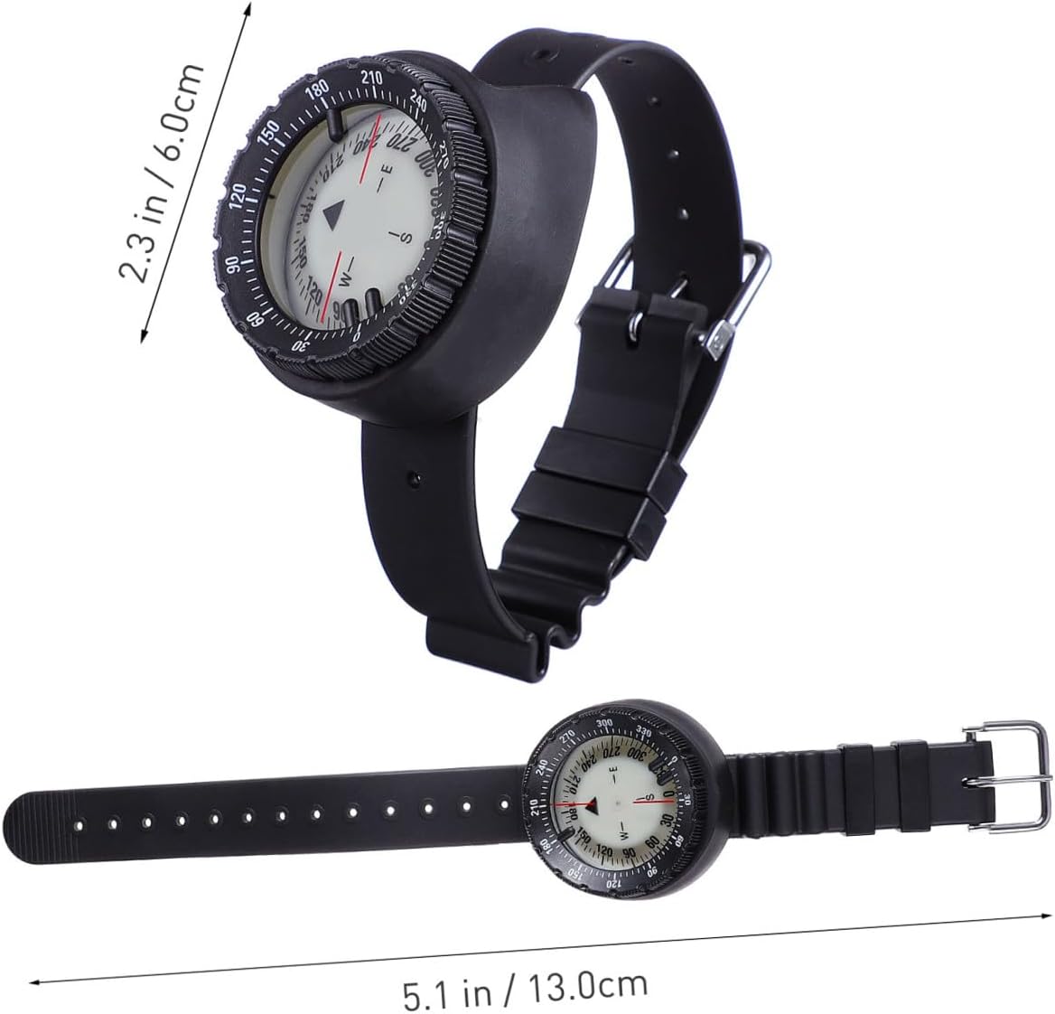 ABOOFAN Underwater Luminous Timepiece Balance Compass with Black Wrist Strap, Waterproof Portable Outdoor Navigation Tool for Hiking Camping and Diving