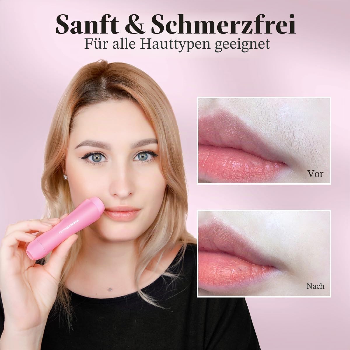 TOUCHBeauty Gesichtshaarentferner für Frauen, AG-1653EU,Damenrasierer Elektrisch Gesicht Damen Gesichtsepilierer Rasierer Damen Elektrisch Gesichtsrasierer für Wangen, Lippen, Kinn und Hals