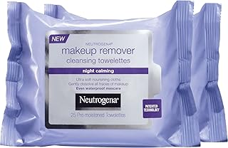 Neutrogena Makeup Remover Night Calming Cleansing Towelettes, Disposable Nighttime Face Wipes to Remove Dirt, Oil & Makeu...