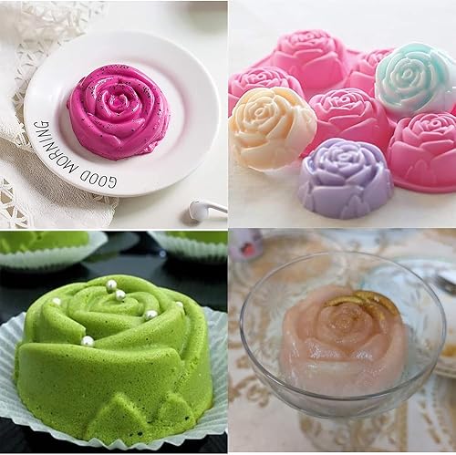 Miniatura 5 de Molde de silicona para rosas de 6 cavidades, crea impresionantes creaciones de jabón, pasteles, chocolate y gelatina, fácil de usar y limpiar
