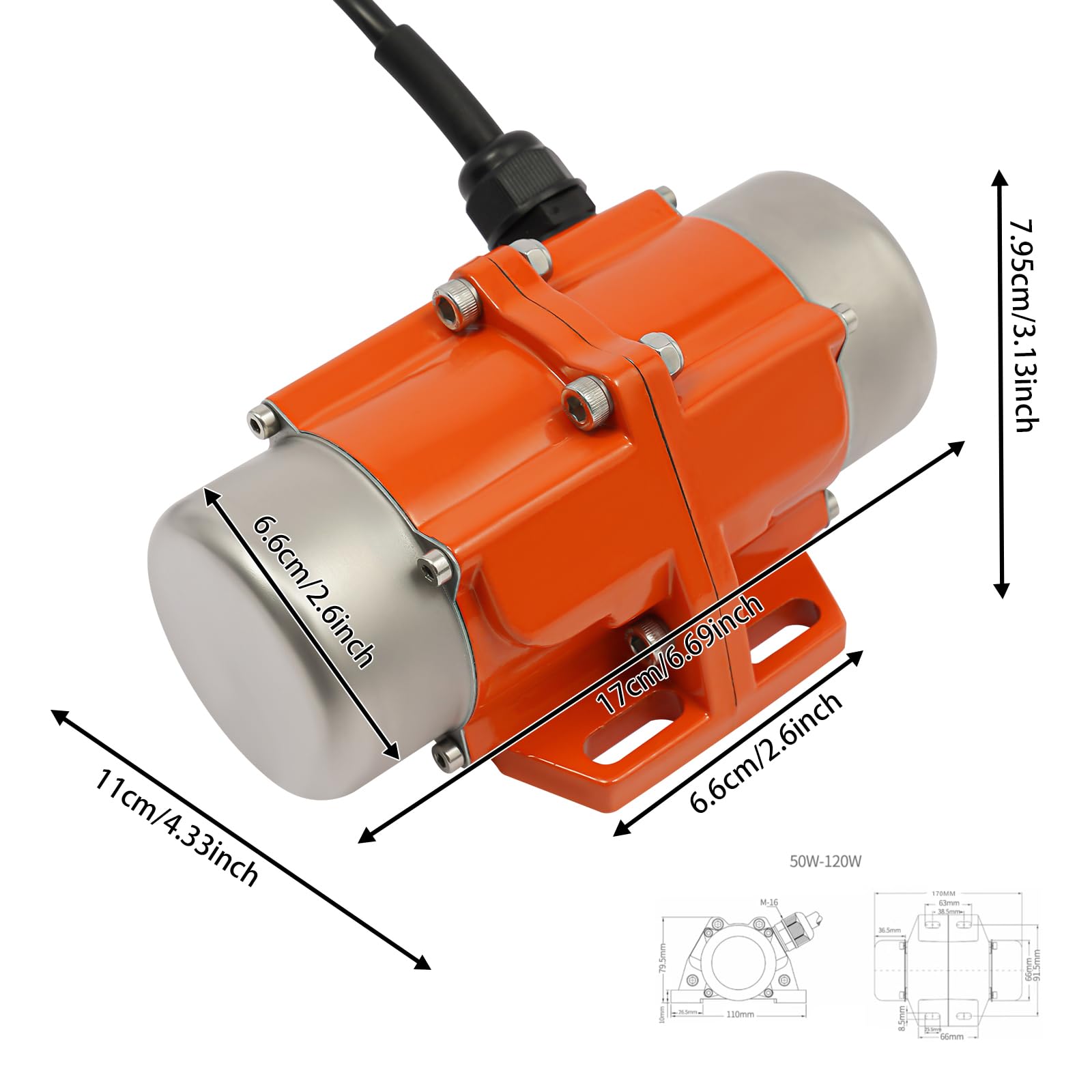 60W Vibrationsmotor mit Drehzahlregler - 220V Asynchroner Rüttelmotor, 3000RPM, IP65, Vibrator einstellbare Vibration für Bergbau, Metallurgie, Bauwesen und mechanische Geräte (60W)