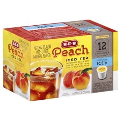 H-E-B Producto Té helado de durazno, 12 tazas individuales compatibles con cafeteras Keurig K-Cup, juego de 2, 1 unidad (paquete de 2), 2.0 unidades