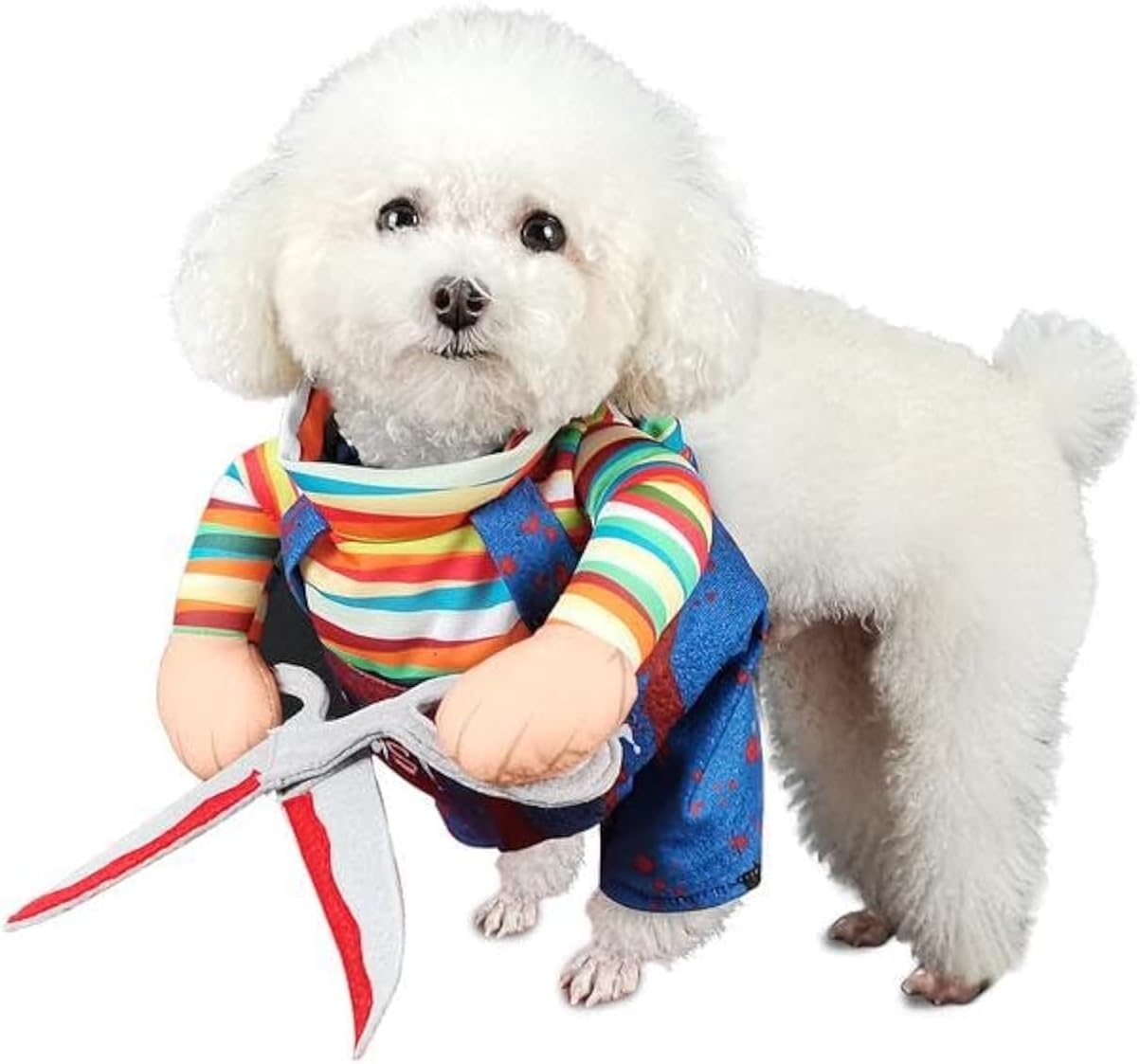 DELIFUR Halloween Scissors Style Doll Dog Costume for Cat Puppy and Medium Size Dog, Pet Adjustable Doll Funny Special Clothes Cosplay Party Pet Clothes Christmas Costume (Blue, Medium) image 5