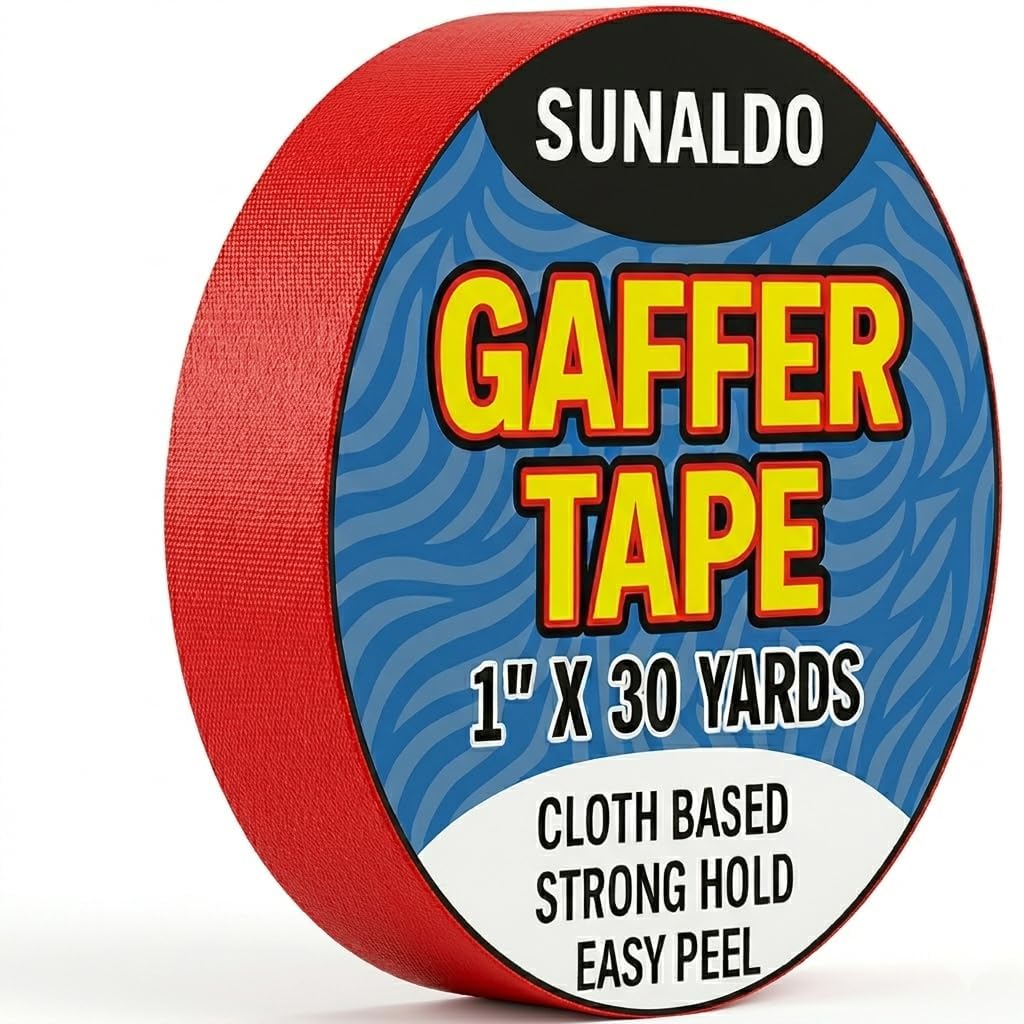 Gaffers Tape Heavy Duty, Easy to Rip, Residue-Free Professional Grade Floor Tape for Electrical Cords, Matte Finish Non Reflective, Weather Resistant (1, Red, 1" x 30 Yards)