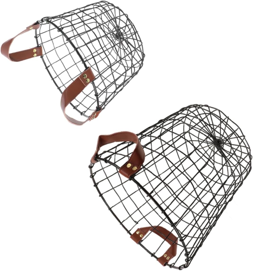 2pcs Large Capacity Firewood Holder Metal Wire Basket Handle for Outdoor Logging Storage