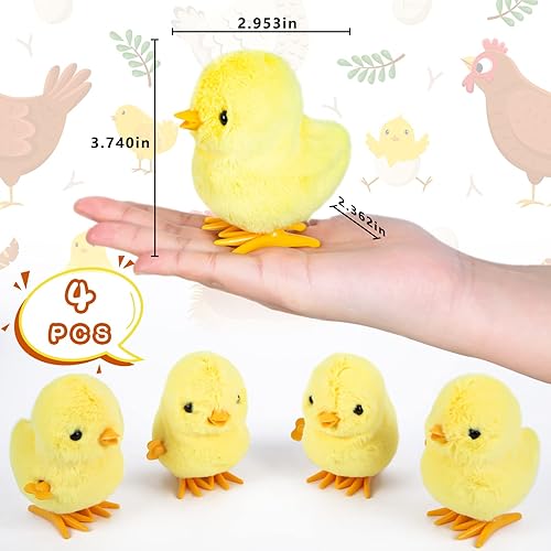 Miniatura 2 de 3 otters 4 juguetes para pollitos de cuerda, lindos pollitos enrollados, juguetes de peluche realistas para niños, bolsas de regalo, cofre del