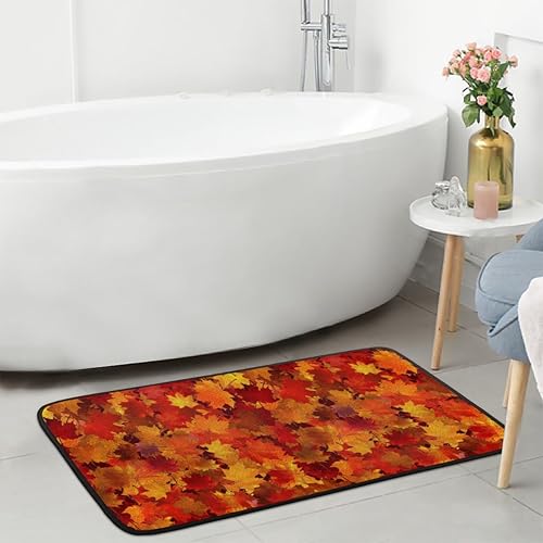 Miniatura 7 de QsirBC Maple Fall Leaves Absorbent Microfiber Kitchen Rugs Non Slip Floor Mat Cushioned 39"x20" Anti-Fatigue Kitchen Rug Standing Mat Doormat for