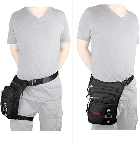 Miniatura 2 de Larswon - Bolsa cangurera para ajustar al muslo, riñonera táctica para la pierna y cintura, bolsa de motocicleta impermeable, verde