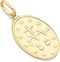 Vista 2 de The World Jewelry Center Colgante de oro amarillo de 14 quilates con medalla milagrosa religiosa de María - 3 tamaños diferentes disponibles