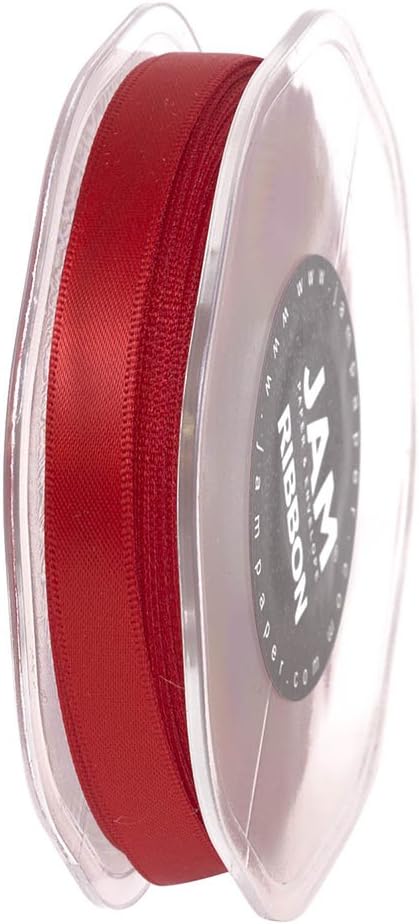 JAM PAPER Double Faced Satin Ribbon - 3/8 Inch Wide x 25 Yards - Red - Sold Individually