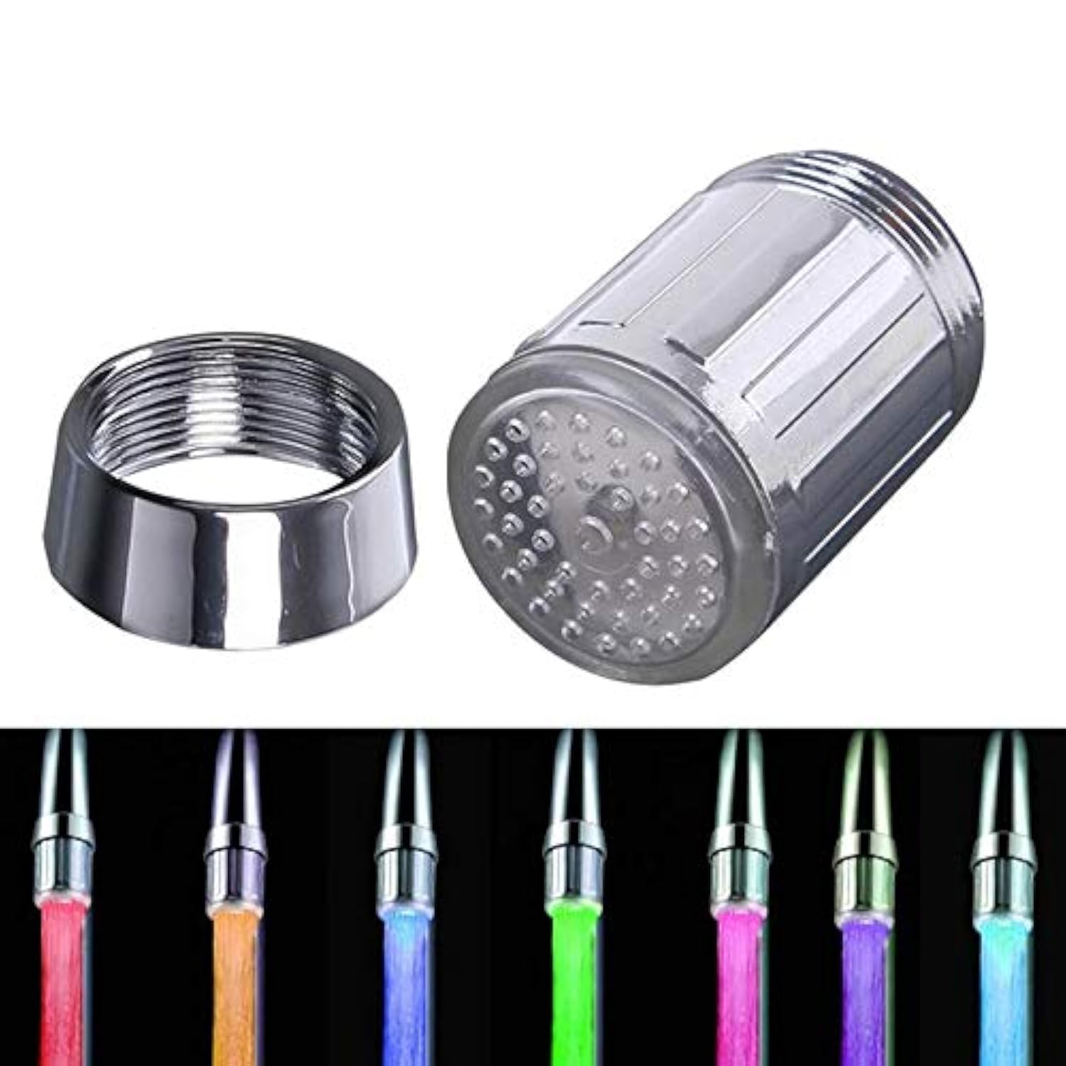 Colorful LED Water Faucet,Faucet Colorful Changing Glow Nozzle Shower Head Water Tap Filter No Battery Supply for Kitchen and Bathroms (7 Color NO Sensor)