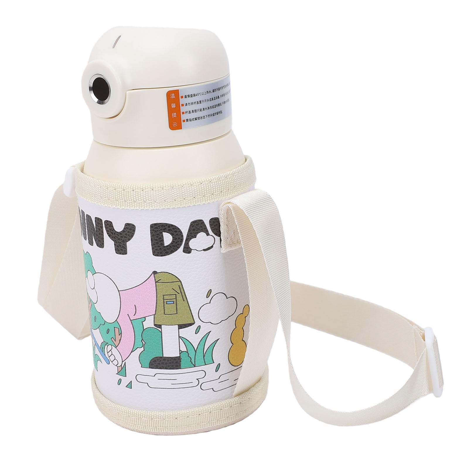 Rengue Botella de Agua para Niños, Botella de Agua Aislada de Acero Inoxidable 316 de 500 Ml con Desbloqueo de Huellas Dactilares y Carga Magnética, IPX7 para Deportes Escolares, Viajes, Aventuras