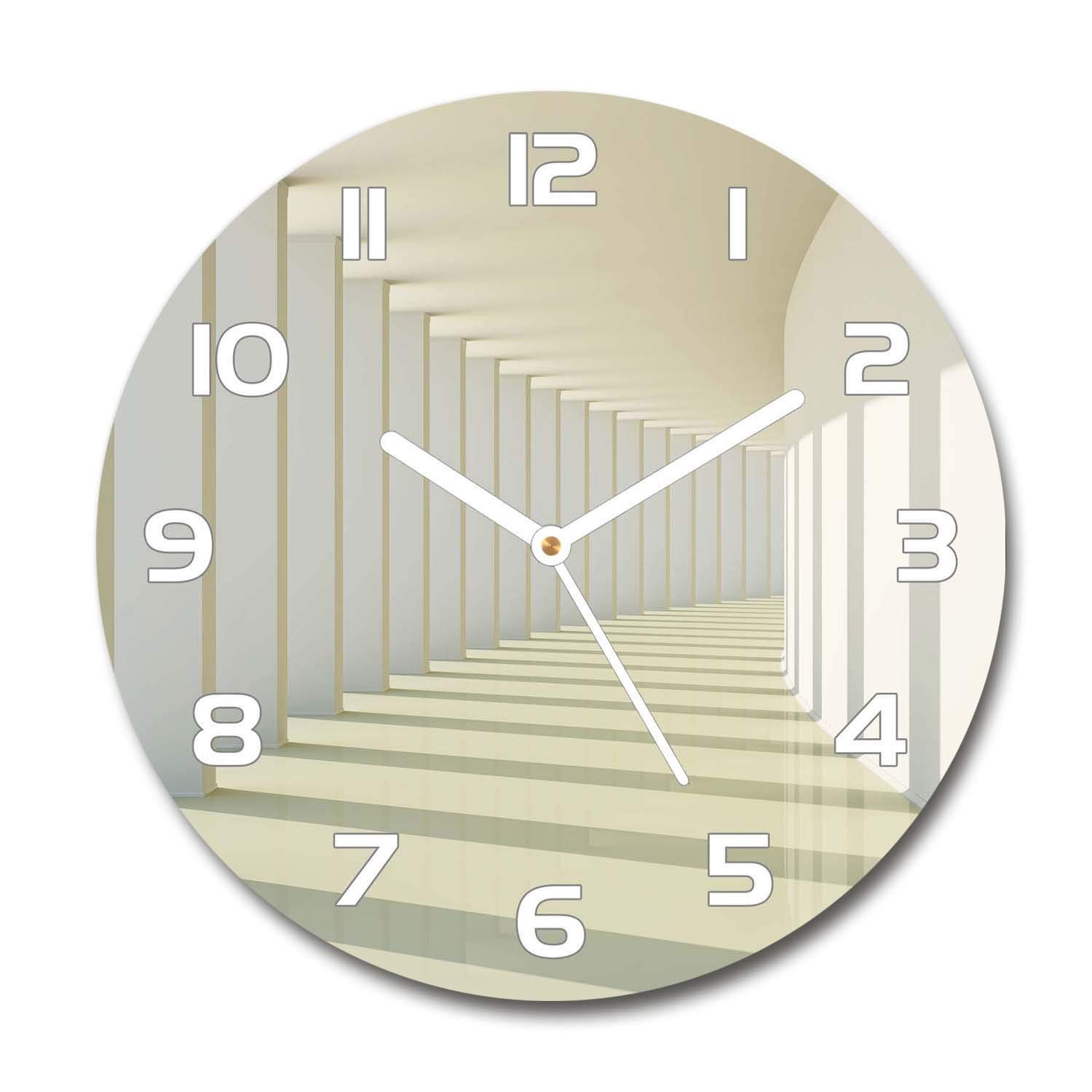 Horloge en verre rond 30cm Tulup silencieuse sur pied pour salon contemporain