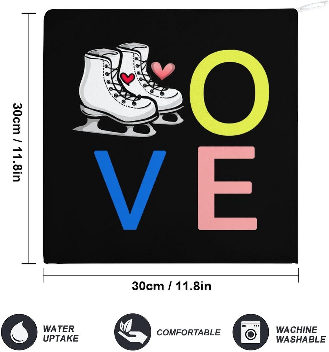 Skating Love LCE Skate Hand Towels for Bathroom Kitchen Towels Small Towel Handkerchiefs with Hanging Loop 4PCS