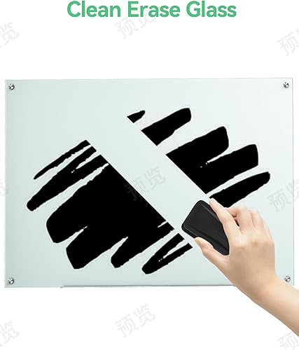 Miniatura 5 de VUSIGN Pizarra de cristal de borrado en seco de 48 x 72 pulgadas, pizarras blancas Magnetie para paredes, pizarra blanca de vidrio grande sin marco,