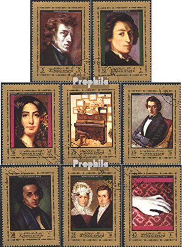  Prophila Collection Ajman 1320A-1327A (Completa Edizione) 1972 Frédéric Chopin (Francobolli per i Collezionisti) Musica/Danza