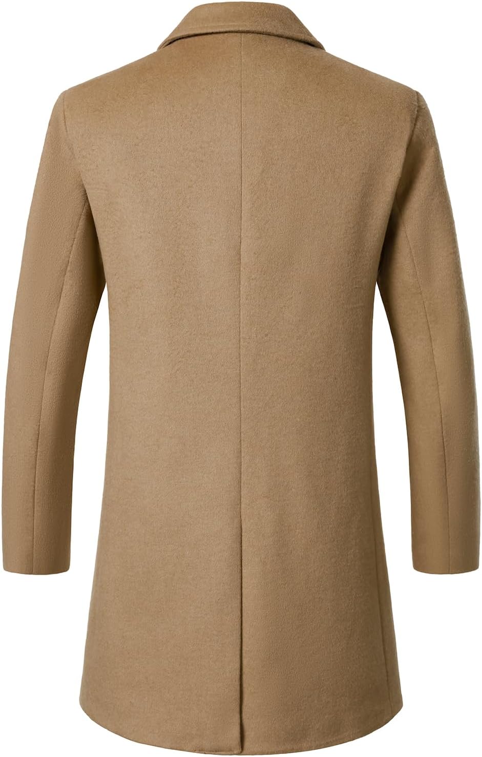 FANARCHER Men’s Wool Blend Pea Coat Casual Long Jacket Single Breasted Overcoat Notched Collar Winter Trench Coat - Image 4