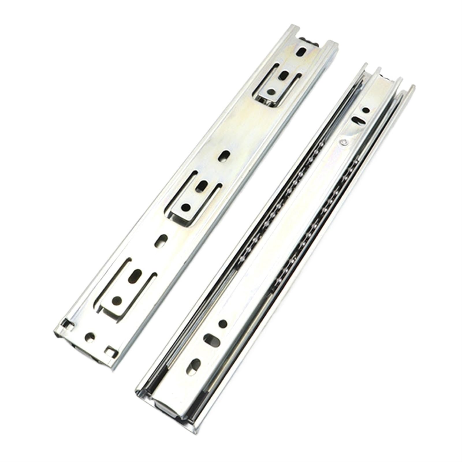 Drawer Track, Three-Section Buffer Mute Push-Pull Drawer Wardrobe Sliding Rail Telescopic Hydraulic Solid Track Slide for Drawer(14inch)