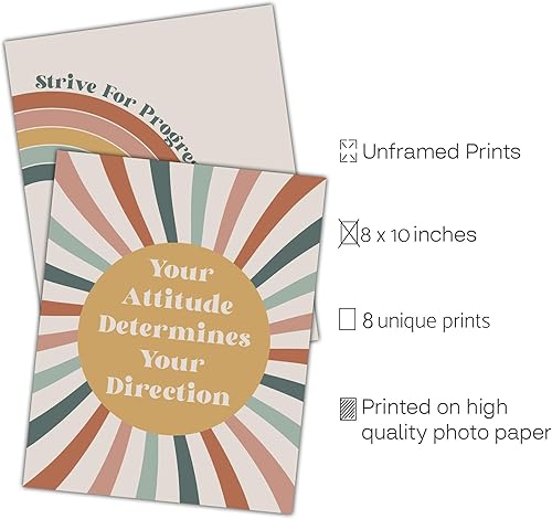 Miniatura 2 de HerZii Prints Juego de pósteres motivacionales de decoración bohemia para el aula, arte de pared inspirador y de afirmación para aula, oficina y