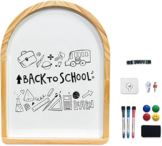 Curved Whiteboard, 11.8"x15.7" Small Magnetic Dry Erase Board, Holiday Gift, Pine Frame, Wall Mounted, with Four Magnets and Writing Pens, Easy to Erase, Writing Board, Home, School