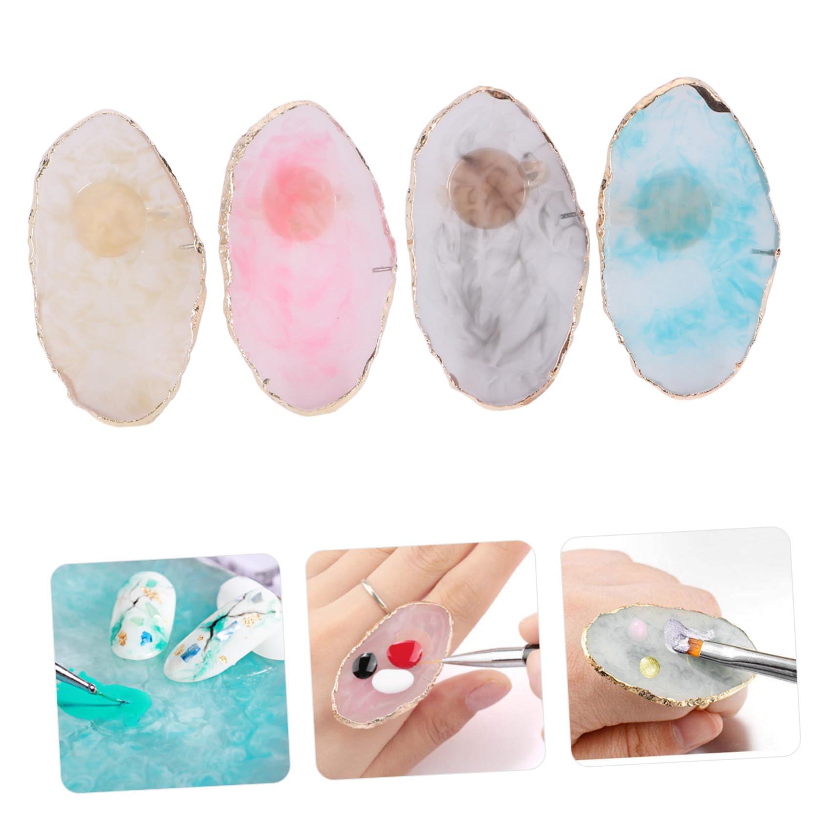 DOITOOL 12 Piezas Paleta De Anillos Paleta De Pintura De Uñas Placa De Mezcla De Arte De Uñas Bandeja para Mezclar Colores Bandeja De Maquillaje Anillo De Ónix Resina Anillo De Uñas Clavo