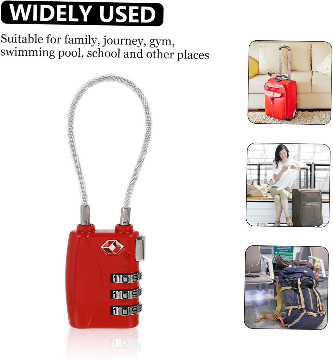 Padlock Combination Lock 3- Combination Padlock Approved Lock for Luggage