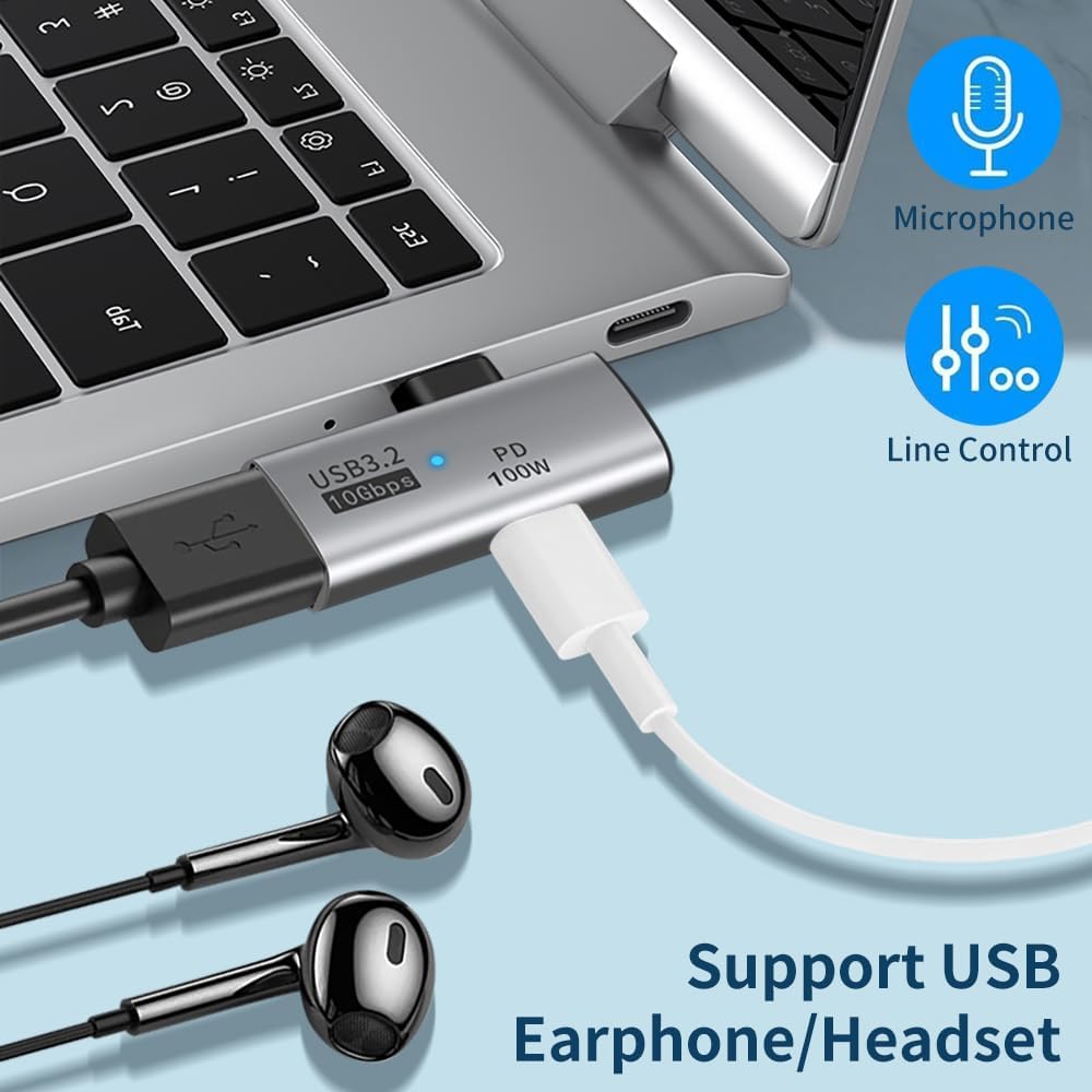 USB C to USB OTG cable and charger adapter, 2-in-1 USB-C splitter, with Type-C Port PD fast charging function and USB A 3.0 Female, elbow HUB converter, for iPhone 16/15 pro manx series, iPad, MacBook