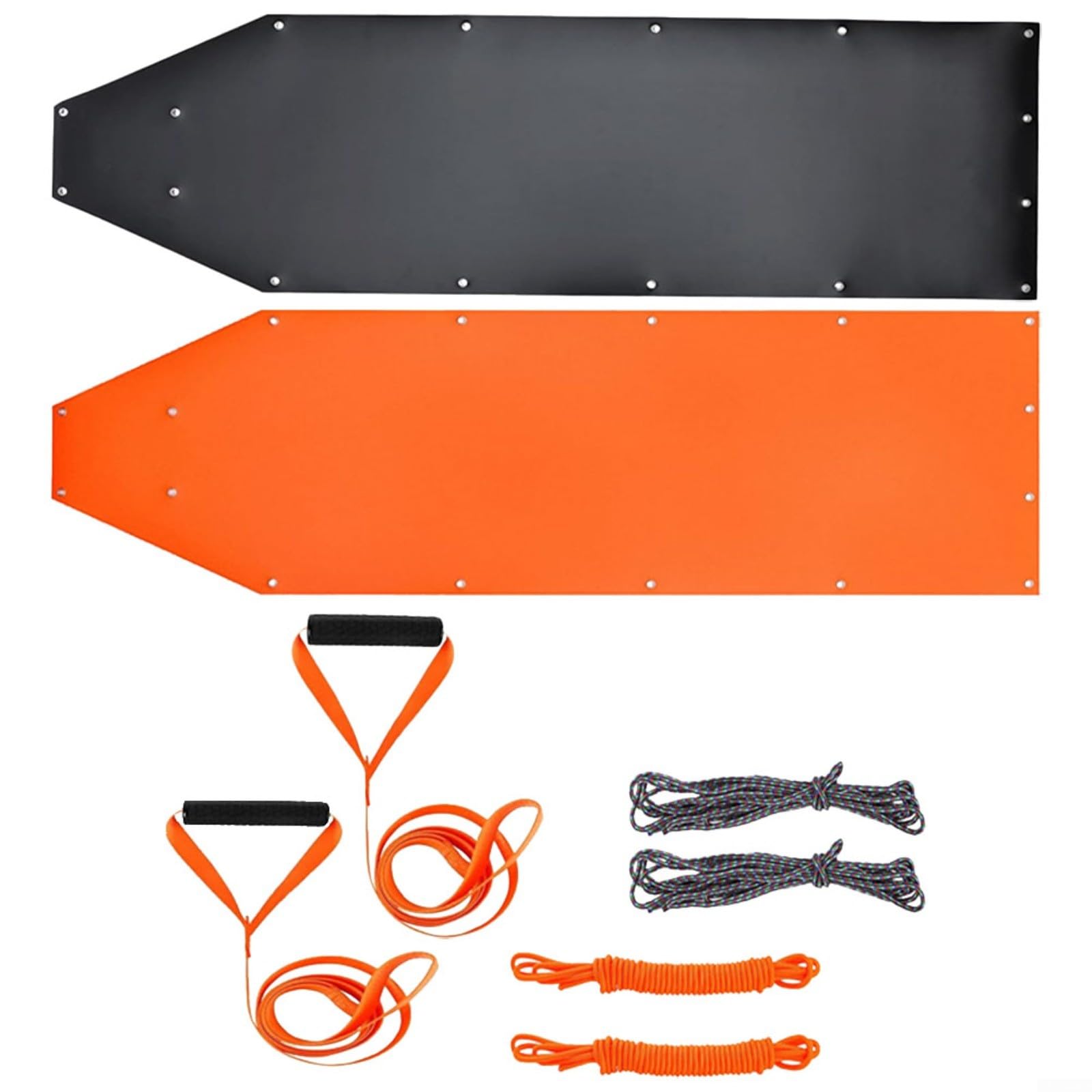 HpLive Kit de luge de chasse en polyéthylène résistant avec corde de traction de 140 cm et cordes en nylon, charge maximale : 226 kg, 185 × 58 cm (noir)