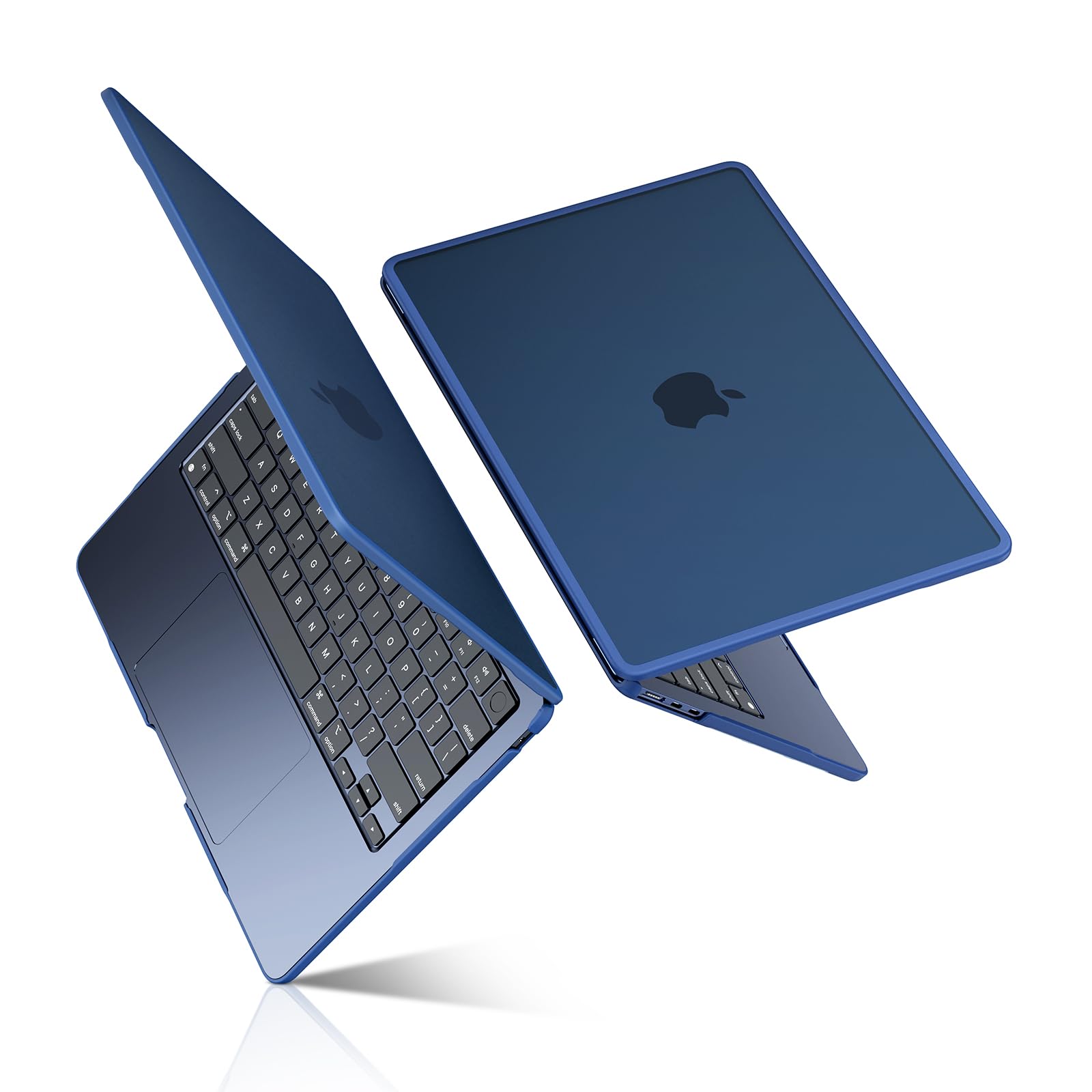 BlueSwan TPU Cover compatibile con MacBook Air 13,6 Pollici M2 M3 M4 2022 2024 2025 (A2681 A3113 A3240) Bordo Anti-collisione, Mac 13 Custodia Rigido Protettivo - (Bordo Blu) Mezzanotte Opaco
