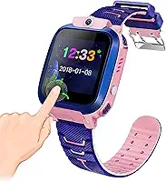 JMEDIC - Relógios Inteligentes para Crianças - Smartwatch com Câmera e Chamada Resistente à Água | Relógio Rastreador GPS com Botão Alarme HD e Tela Sensível ao Toque - Lanterna - Rosa
