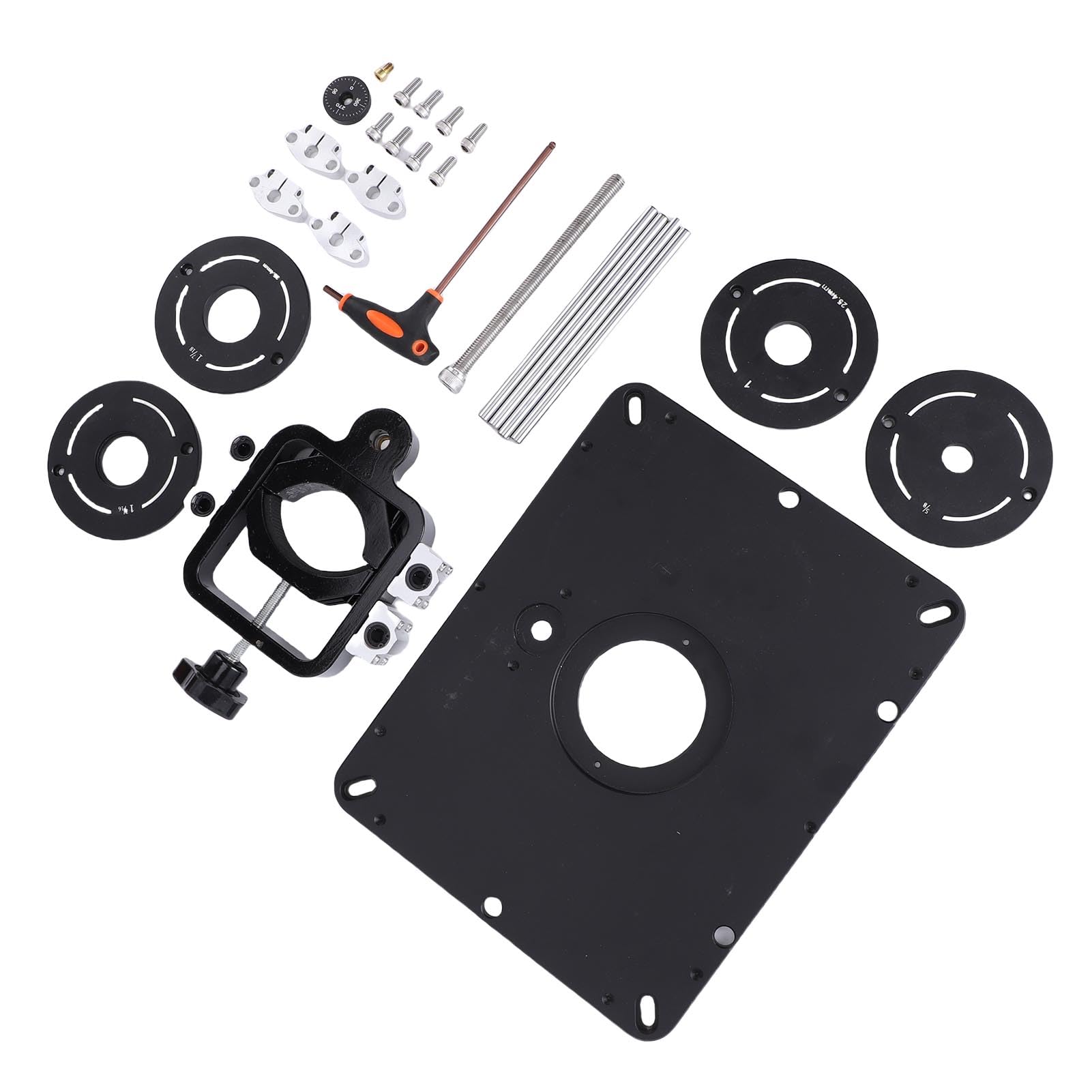 Aramox Elevador de Enrutador, de Elevación de Mesa de Enrutador de Aleación de Aluminio con Anillos de Inserción de 6,3 X 11,75 Pulgadas para Máquinas de Carpintería y Recorte