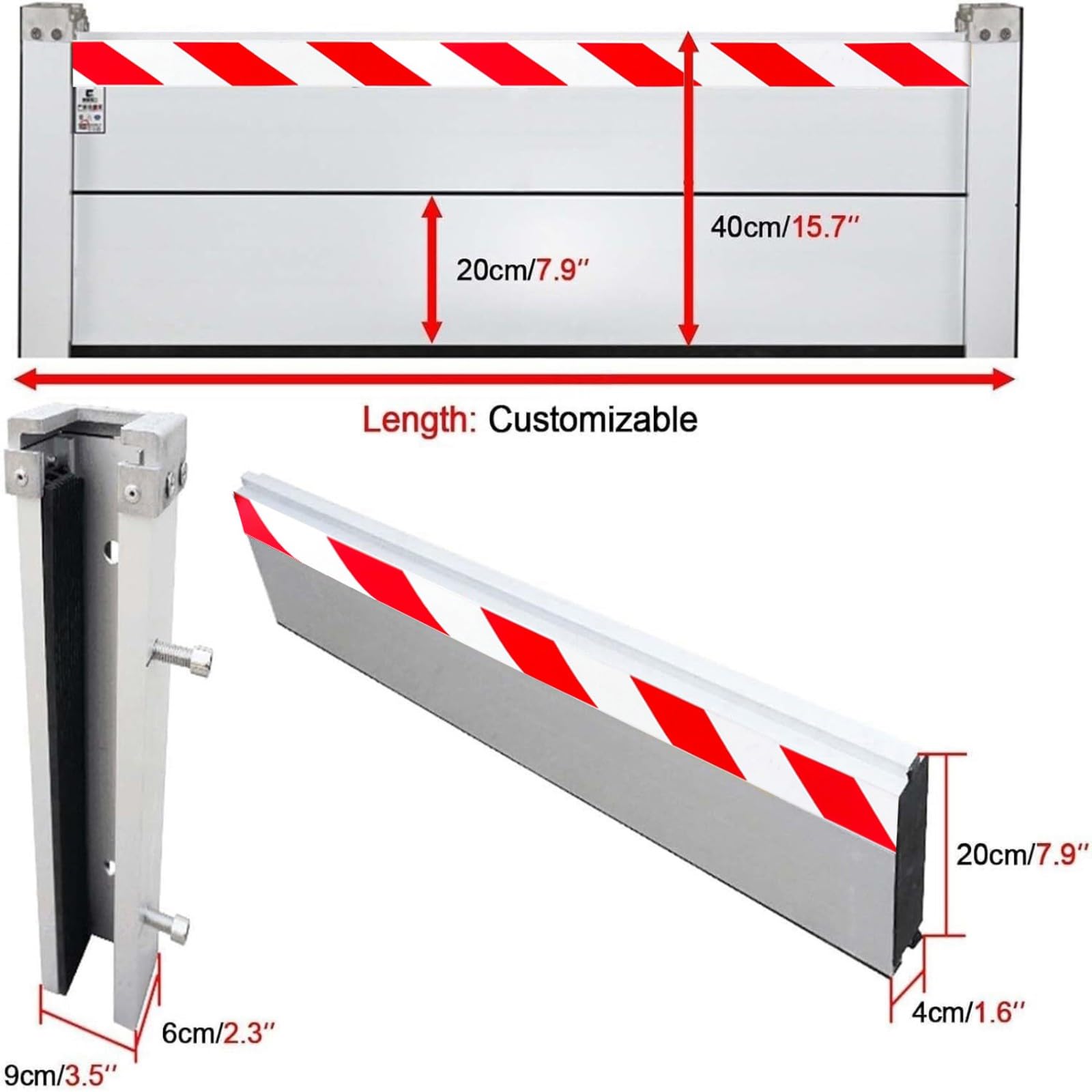 Barrière Anti-Inondation Aluminium 80x40CM Barrière Anti Inondation Porte Garage Réutilisable Barrière Mobile De Protection Contre Les Inondations Barrière De Sécurité Inondation