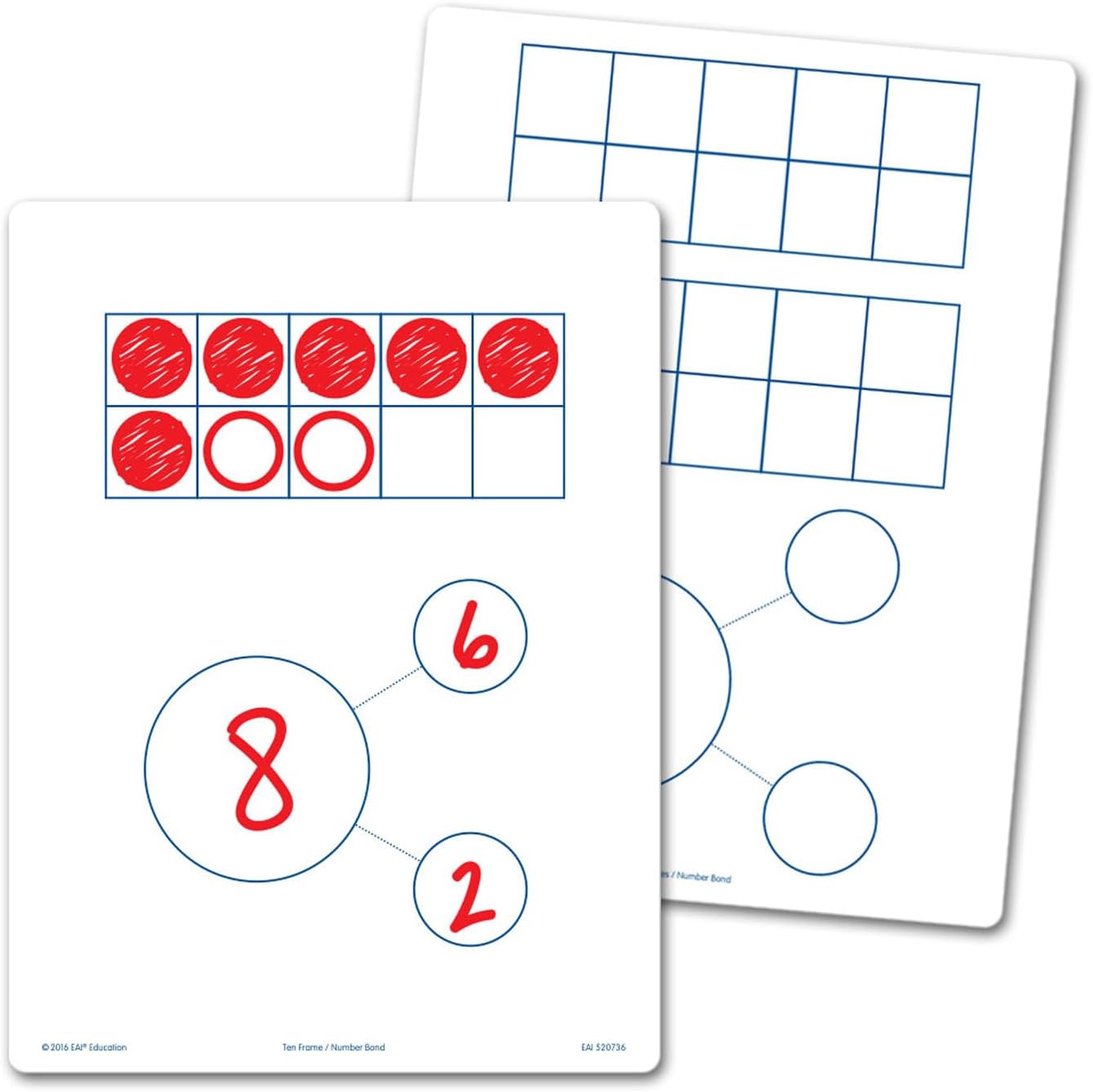 EAI Education Ten Frames & Number Bonds Flexible Dry-Erase Boards - Set of 10 (Pack of 2)