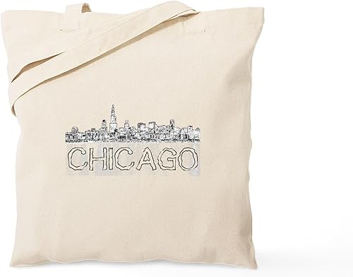 CafePress Chicago Outline 4 Tote Bag Bolsa de compras de lona beige natural reutilizable