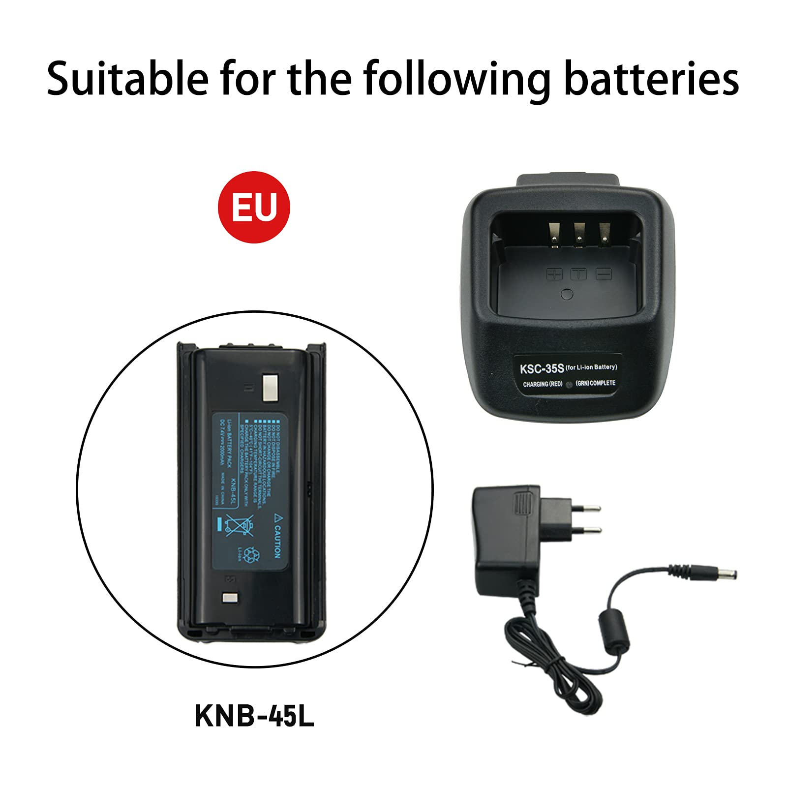 KNB-45L - Cargador de batería de Li-ION para Kenwood KSC-35S TK-2200L TK-2200LP TK-2300VP TK-2302VK TK-2302 Base de carga Radio