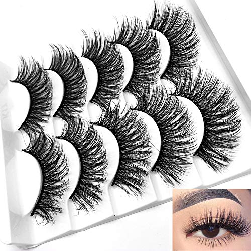 Outopen 3D Mink Lashes Natural Wispy False Eyelashes 15Mm Fluffy Long Eye Lashes Eye Makeup Tools 5 Pairs Pack(Q1 | 13-15Mm) #TOP3