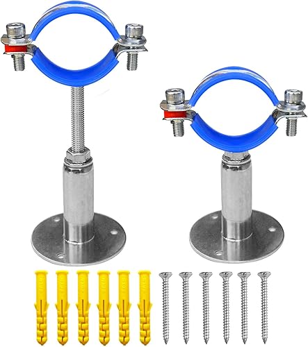 Soportes de tubería de montaje en techo para montaje en pared, abrazaderas de tubo ajustables de acero inoxidable 304, 2 piezas adecuadas para