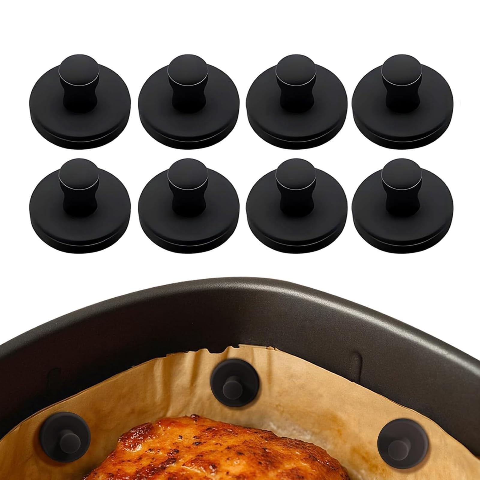 Air Fryer Magnets Silicone Full Enclosed,100% BPA FREE Waterproof Rust-proof &amp; High-Resistant for Air Fryer Paper, Secures Disposable Paper Liner Safely Prevents Burning &amp; Food Covering -8pcs