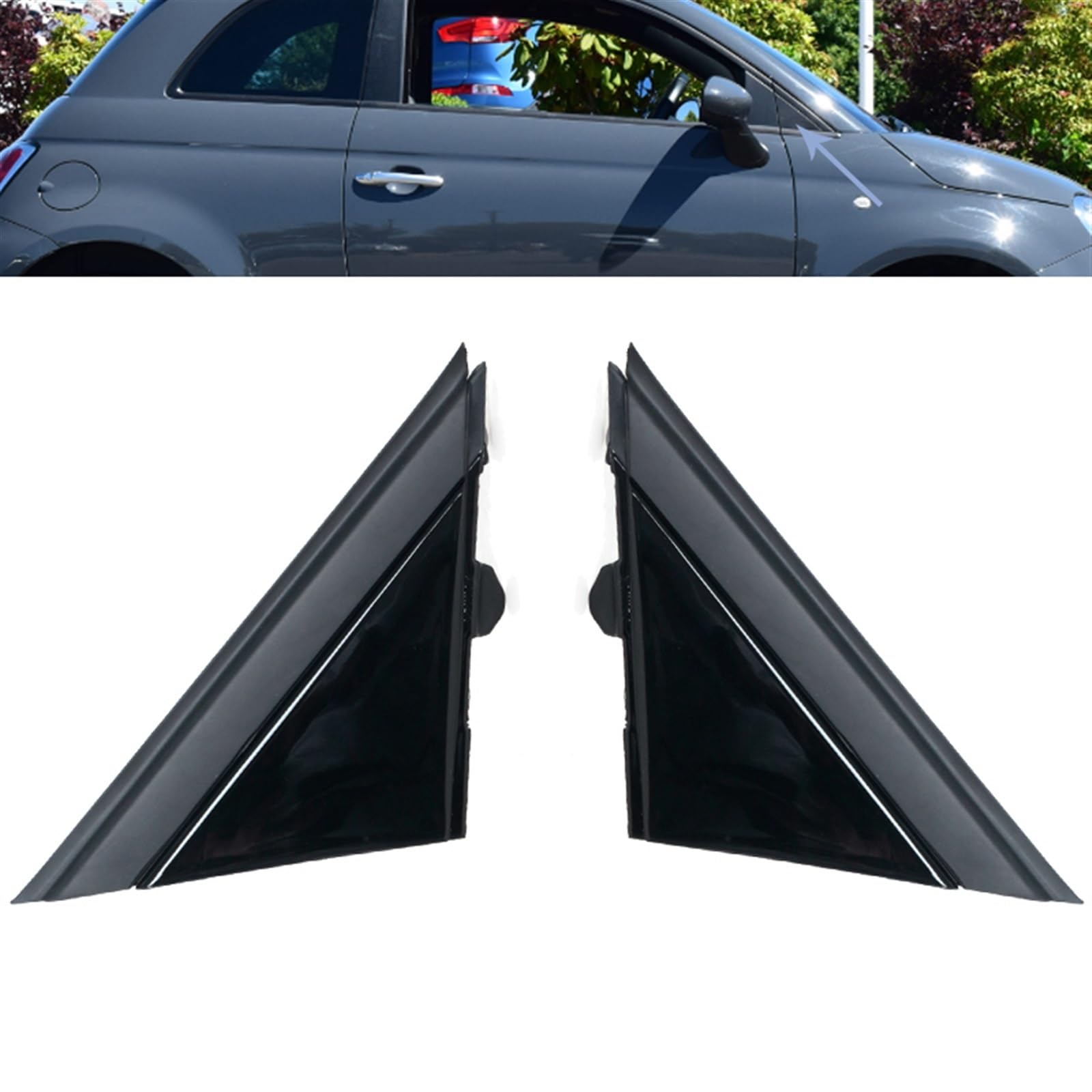 Modanatura Copertura Piastra Triangolare Specchietto Retrovisore Compatibile Con 500 2012-2019 Copertura Bandiera Finestrino Anteriore Triangolo Montante A 1SH17KX7AA 1SH16KX7AA