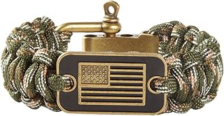 Paracord Bracelet Men-Tactical Survival Bracelet With Bronze American Flag-3 Kinds of Adjustable Multipurpose Bracelets
