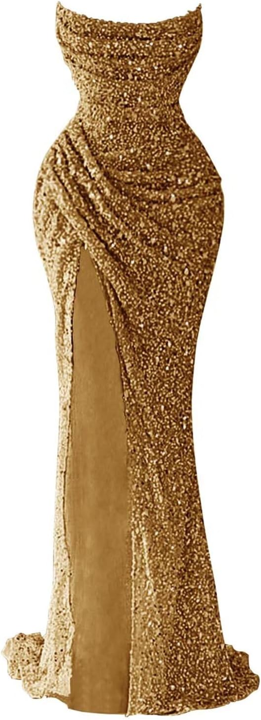 Sparkly mermaid sequin prom dresses in long style.