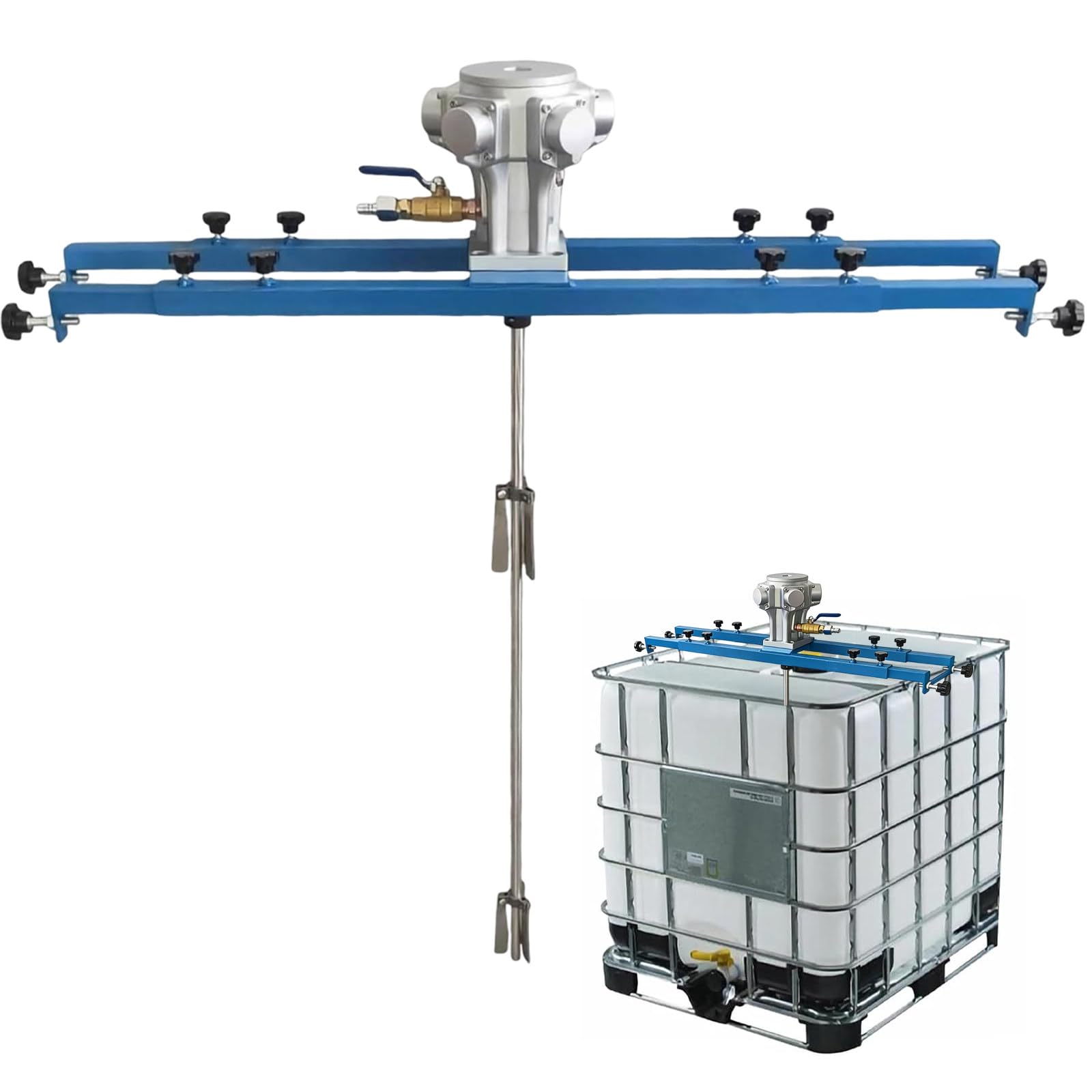 YNBSHGAA Pneumatic Tank Mixer, 1HP/0.75HP/0.5HP Air Agitator, 1000L Paint Stirring Machine, Mixing Rod Length 880MM, Impeller Diameter 250MM,Large5Cylinders