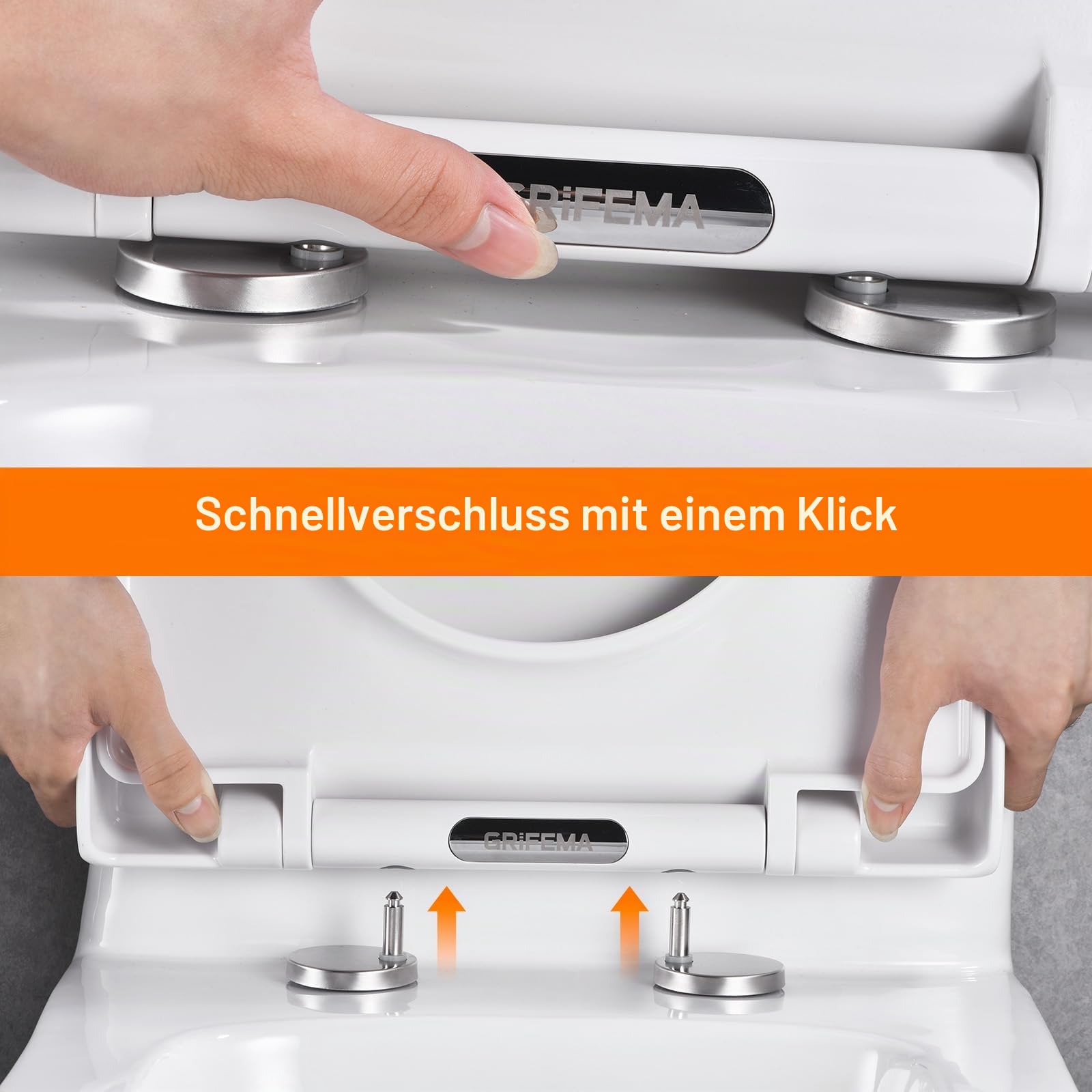 GRIFEMA G951 Toilettensitz, WC Sitz D Form mit Absenkautomatik