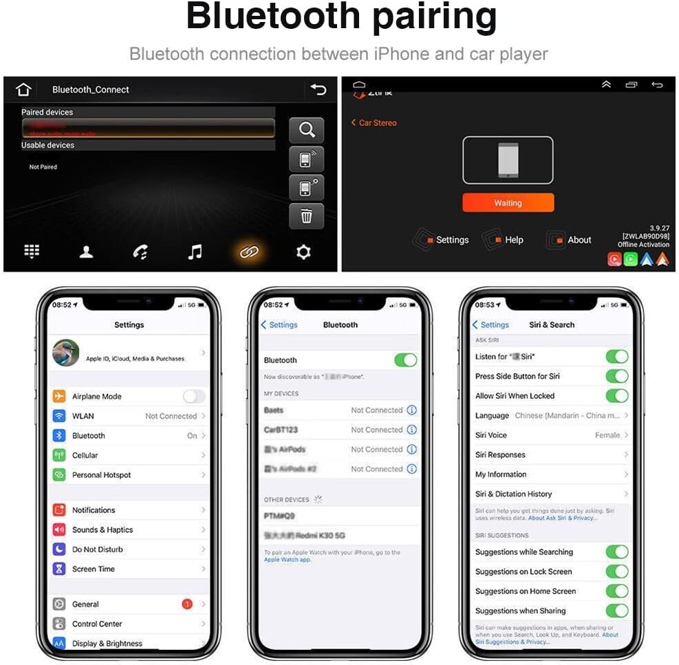Carplay Radio fit for Mercedes R171 SLK280 SLK350 SLK55 2004-2010,2G+32G Android 13 Car Stereo 9 Inch Touchscreen Wirless Carplay Android Auto Navigation Backup Camera Microphone 1080P WiFi