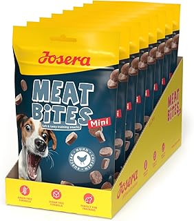 JOSERA Meat Bites Mini Chicken (8 x 70 g) | Adult | Premium Trainingssnack für Hunde mit leckerem Huhn | 90% Fleischanteil | Zucker- & getreidefrei | kalorienarm| weiche Konsistenz | 8er Pack product image