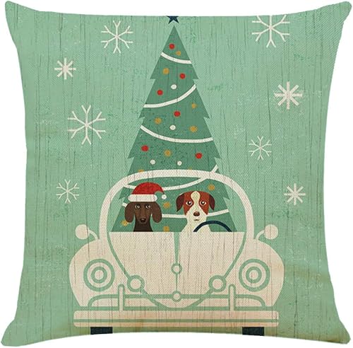 Miniatura 10 de Acronde 4 fundas de almohada cuadradas de 18 x 18 pulgadas, decoración navideña, de lino y algodón, fundas de cojín para sofá, hogar y automóvil