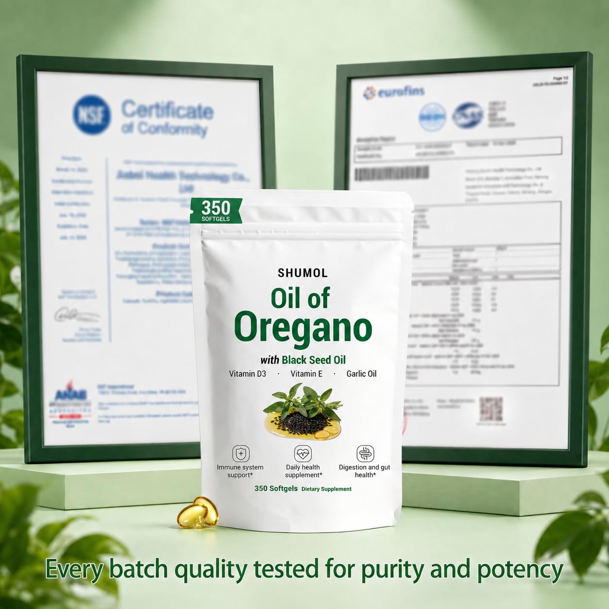 Oil of Oregano with Black Seed Oil, 350 softgels | 5-in-1 Oregano Oil Supplement with Garlic Oil, Vitamin D3 & E | High Carvacrol & Thymoquinone | Immune & Digestive Support | Non-GMO, Gluten-Free — Amazon image 9