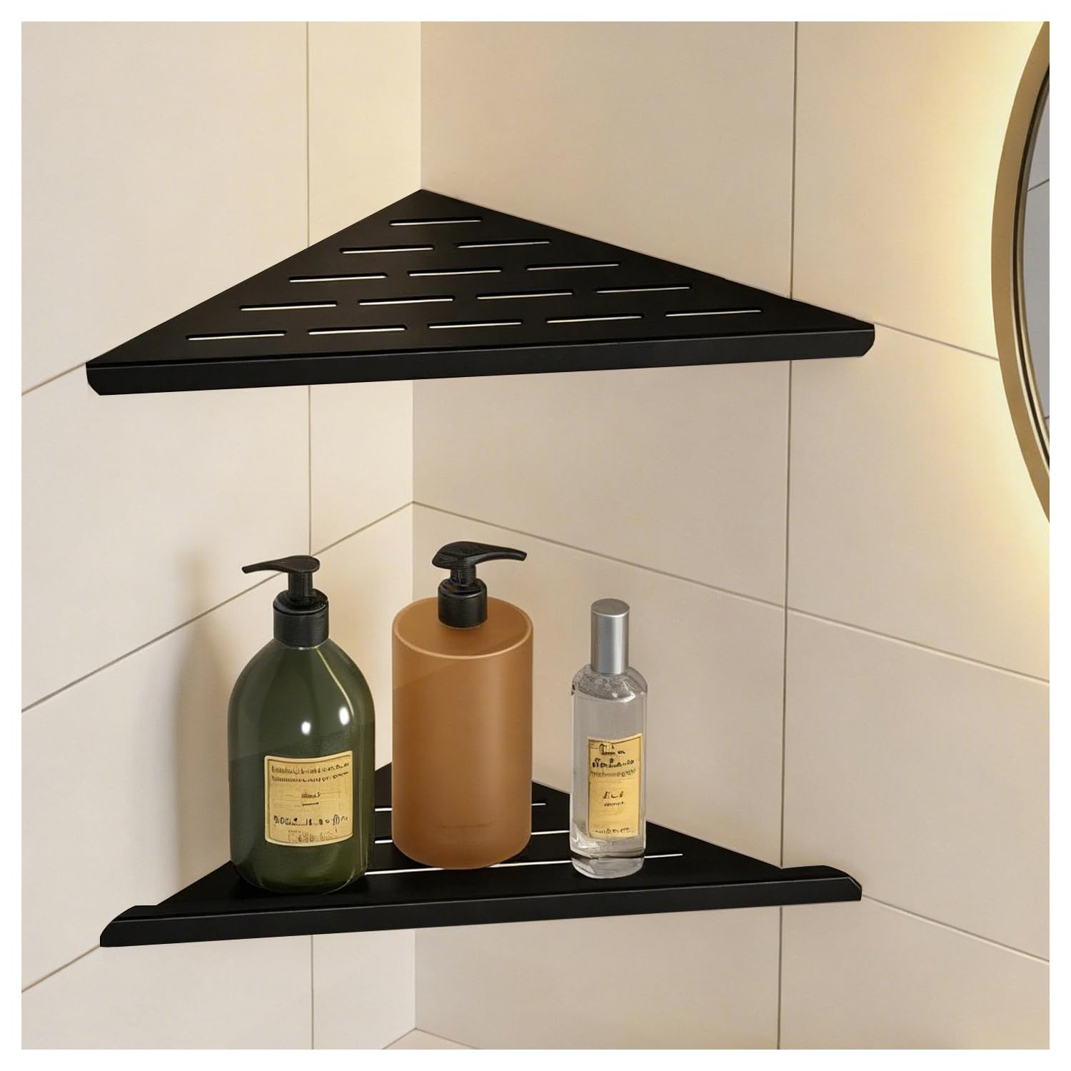 YACVCL Matte Black Corner Shower Shelf 2 Pack