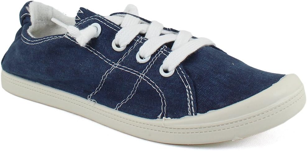 Women's Reesa Canvas Sneaker, Navy, 7 Wide